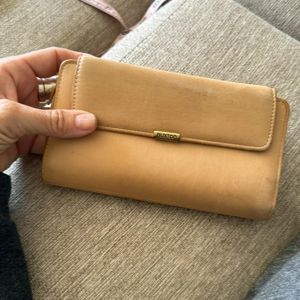 Camel colored genuine cowhide leather wallet by Buxton